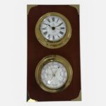 Vintage ur/barometer trä/mässing