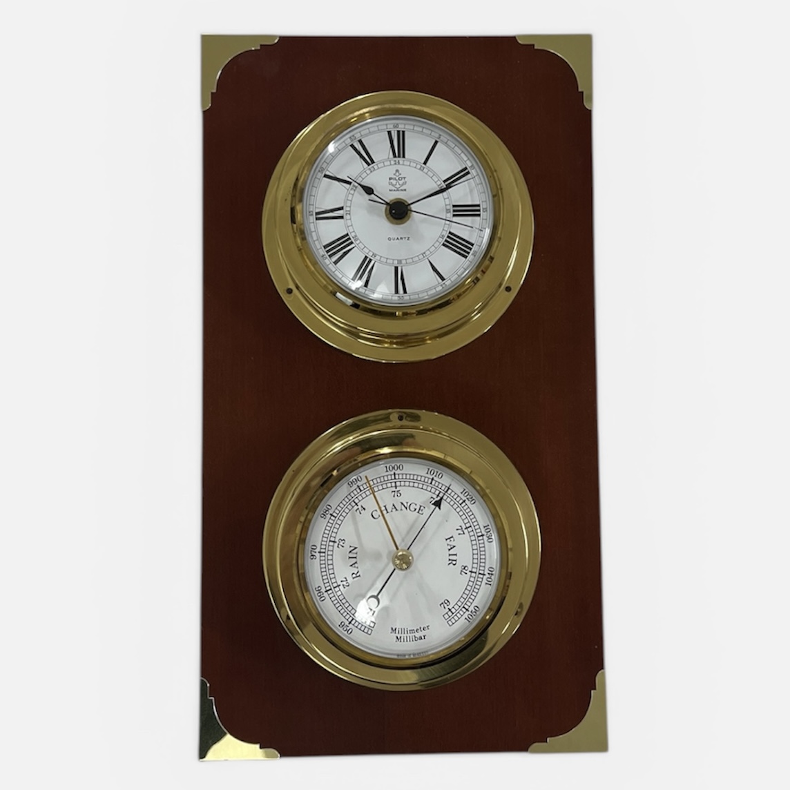 ODEzOTU1N2EtYTU4ZS0xMWVhLTkxZDQtOTNiMDNhYjIzMGU1-MzE0YzQ0ODAtMmNlOS0xMWYxLTljMmItYzFlMzEzZWYzYTc5 Vintage ur/barometer trä/mässing - Bild 1